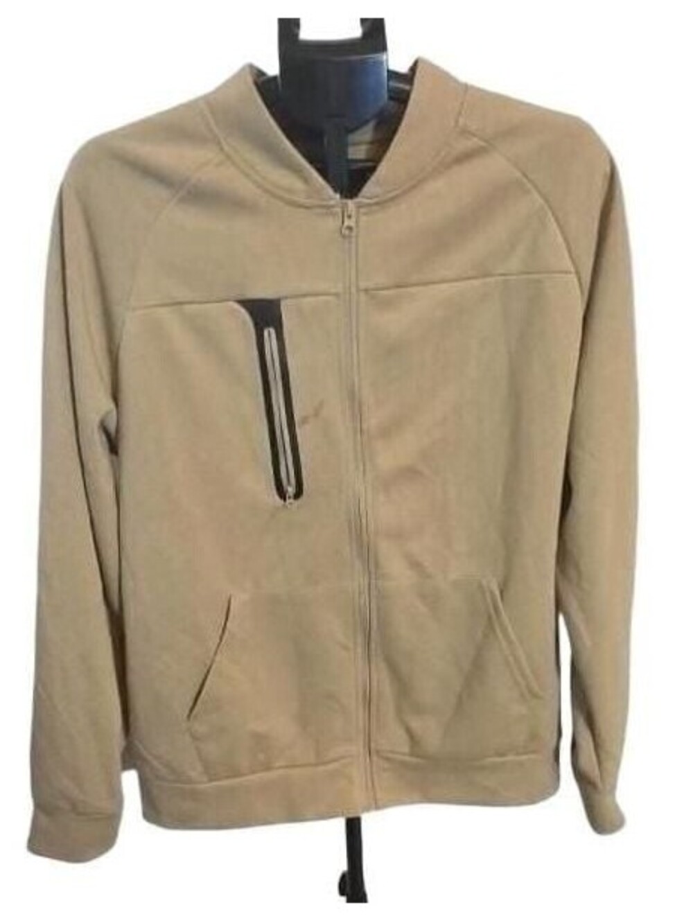 Maximos U.S.A. Men's Khaki Full Zip Bomber Jacket with Zipper Chest Pocket Size